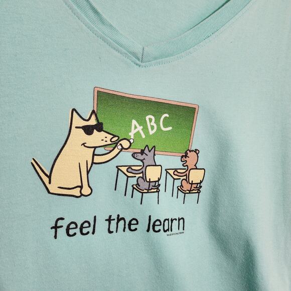 Teddy the Dog Feel the learn teachers graphic vneck short sleeve tshirt woman 16 - Picture 5 of 7